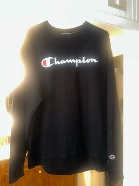 Champion Black Crewneck with Grey Interior